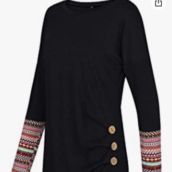 Casual Loose Crewneck Long Sleeve Tunic Patchwork - Picture 3 of 9
